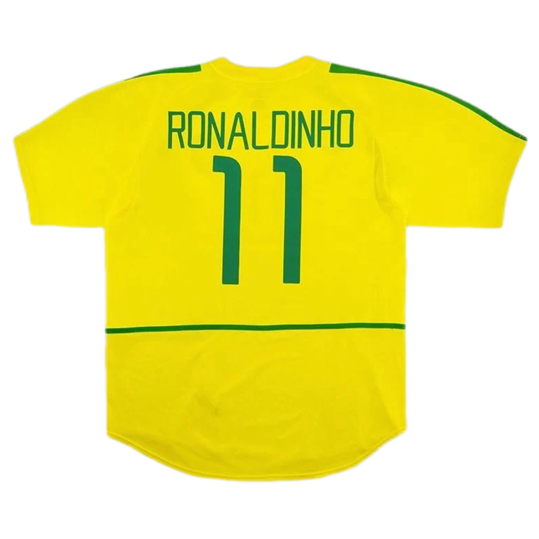 Brazil Ronaldinho 11 Retro Jersey Home World Cup 2002