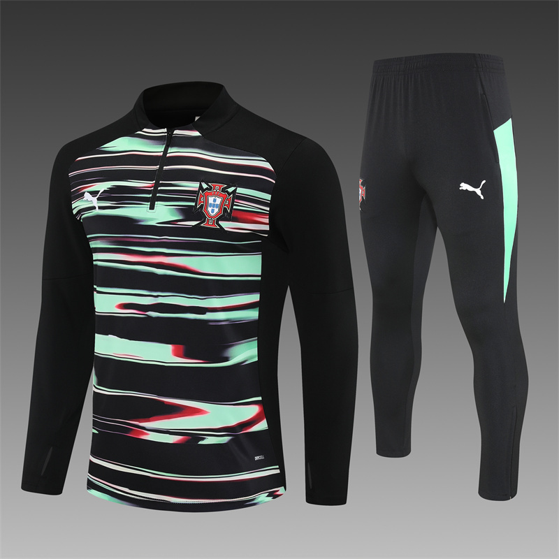 25/26 Portugal green and black half zip Tracksuit kits