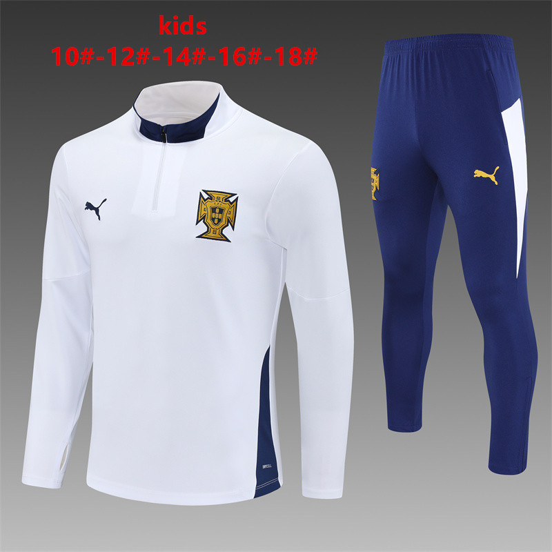 25/26 Portugal kids white half zip Tracksuit kits