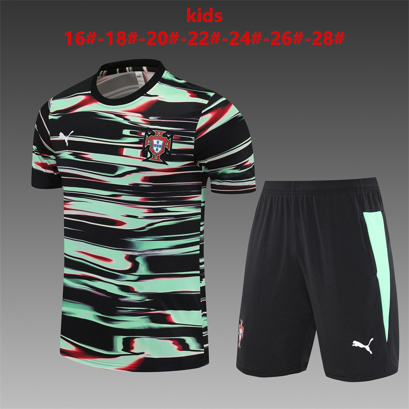 25/26Portugal green and black kids Training Kits