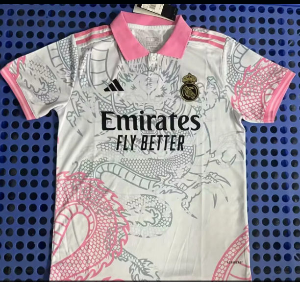 Fans Version 2526Real Madrid Dragon Pink Collar POLO