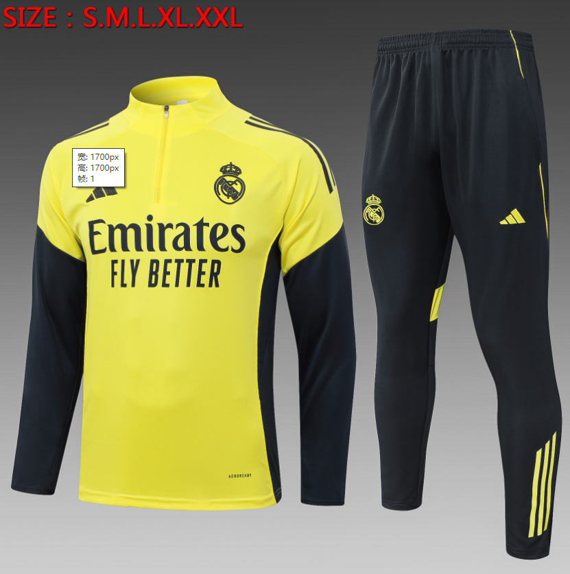 25/26 Half Real Madrid Yellow Tracksuit 