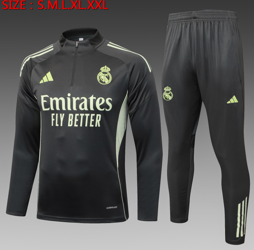 25/26 Half Real Madrid Grey Green Tracksuit