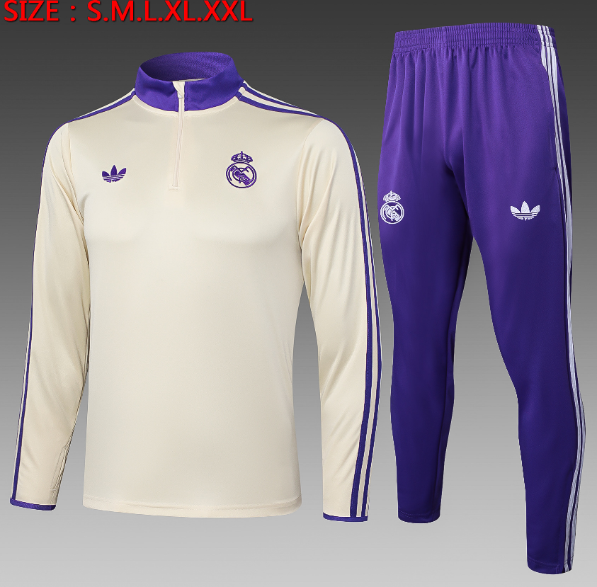 25/26 Half Real Madrid Apricot Retro Edition Tracksuit