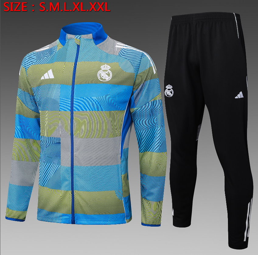 25/26 Real Madrid Blue Green Stripe Inkjet Jackets sets