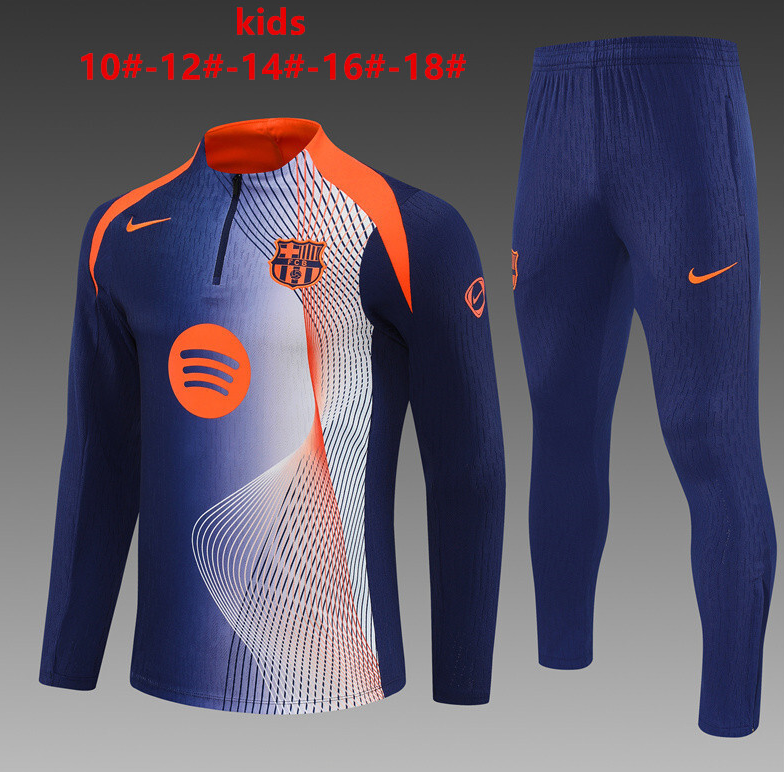 25/26 kid half Barcelona Blue Orange CamouflageTracksuit