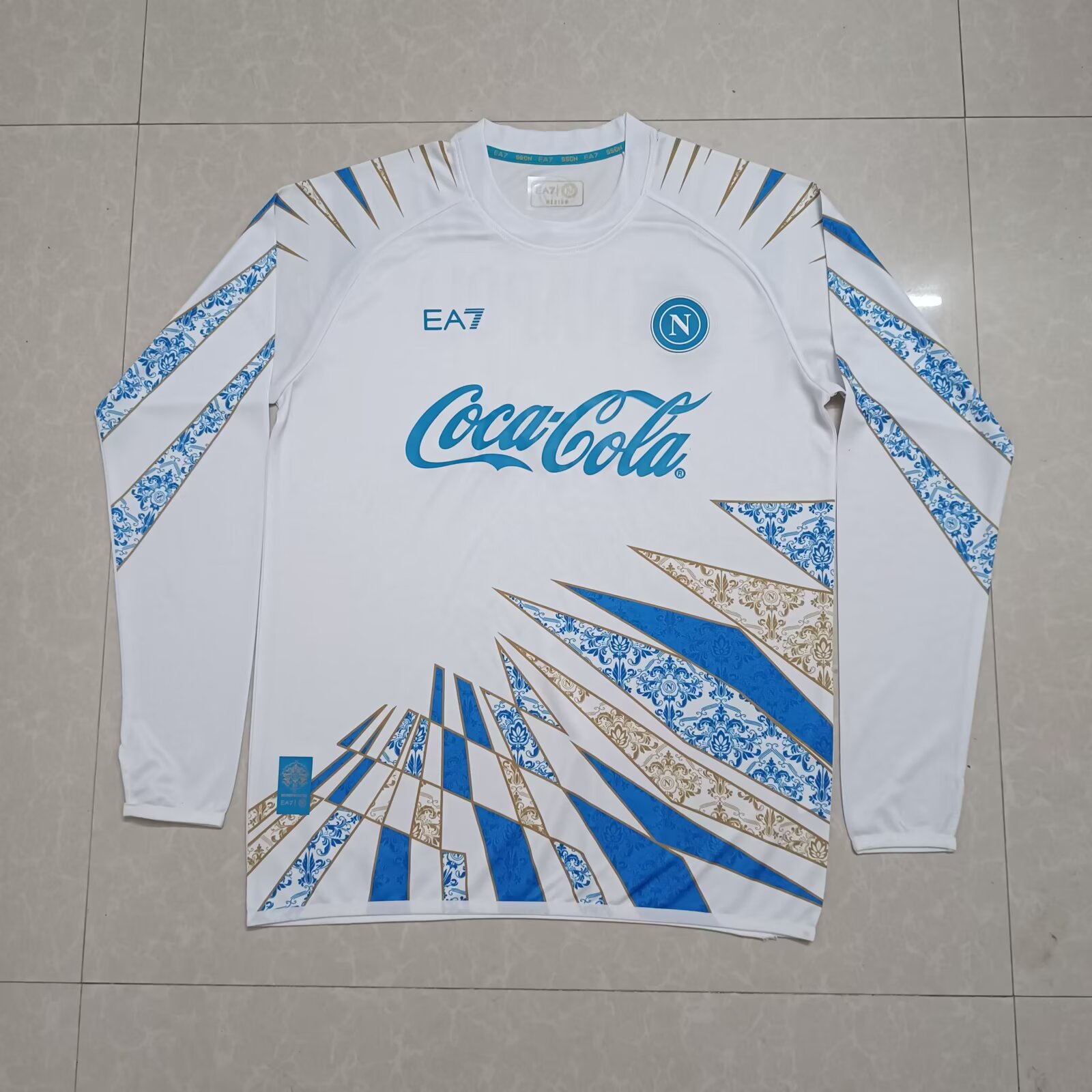 Fans Version 25/26 Napoli white pre match jersey with long sleeves