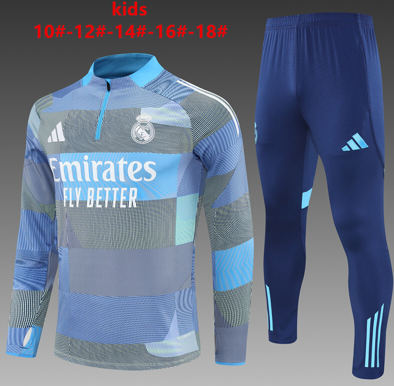 25/26 kid half Real Madrid Light Blue Camouflage Tracksuit