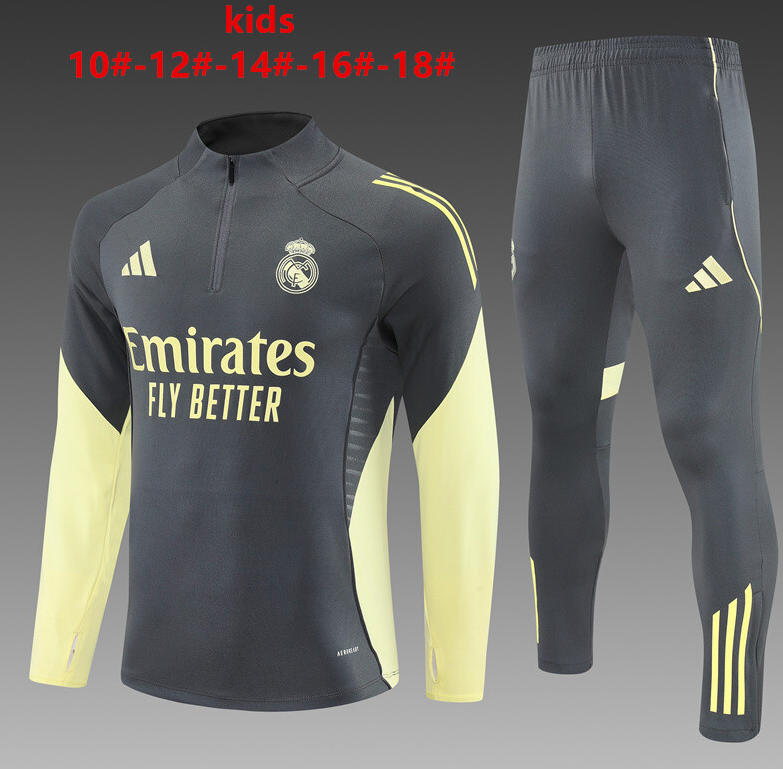 25/26 kid half Real Madrid Dark Grey Tracksuit