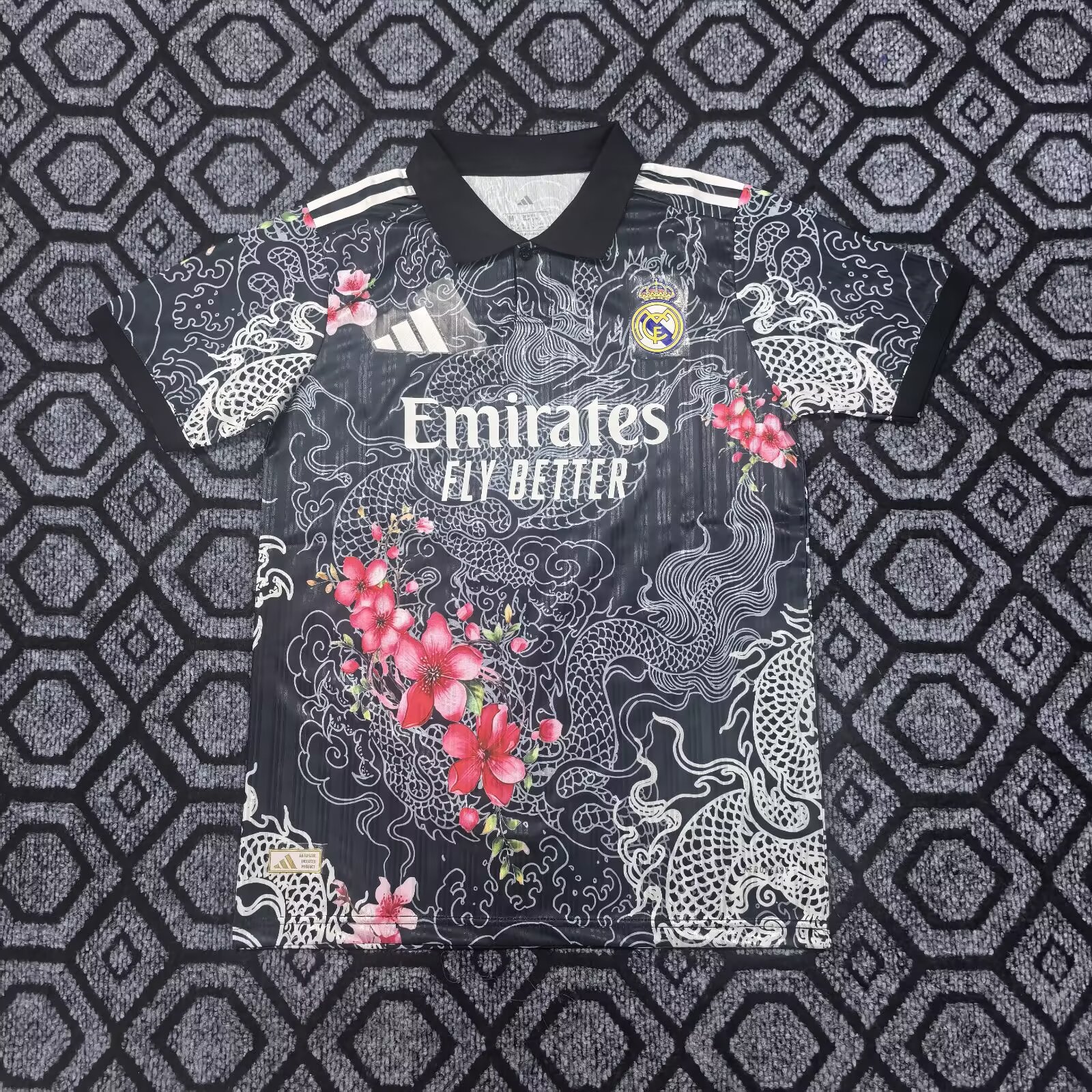 Fan version 26/27 Real Madrid Dragon PO Black Rose Flower