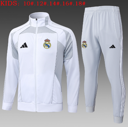 25/26 kid long Real Madrid White Grey Tracksuit