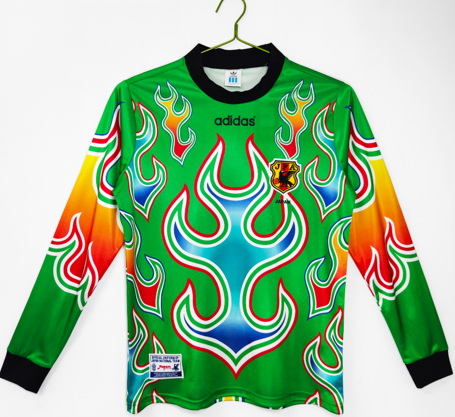 Retro 1998 Japanese goalkeeper Flame Green long sleeved