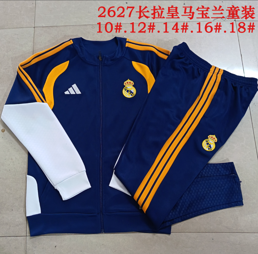 26/27 kid Long Pull Real Madrid Boran (white sleeves) Jackets sets