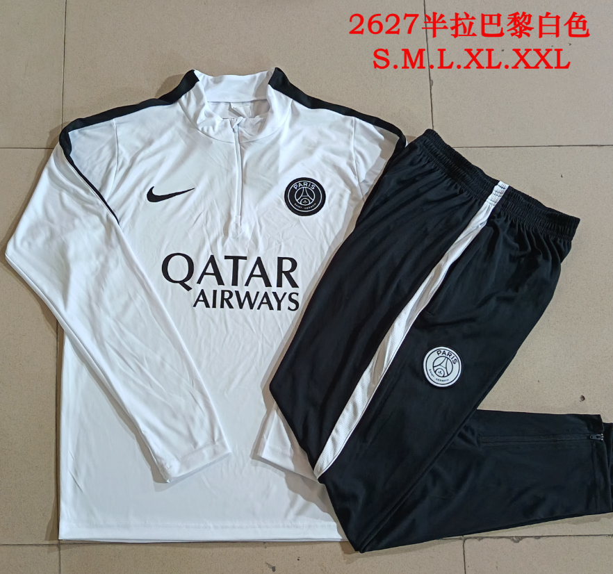 26/27 Half Pull Paris White Tracksuit