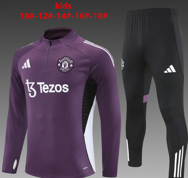 25/26 kid half Manchester United Purple Tracksuit