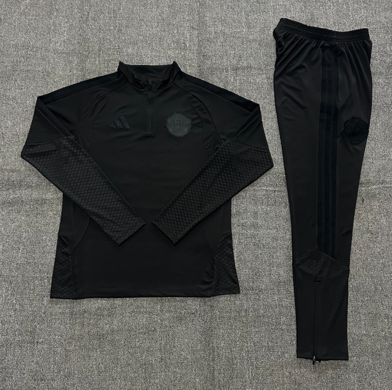 26/27 Kids Half Pull Manchester United Black [All Black] Tracksuit