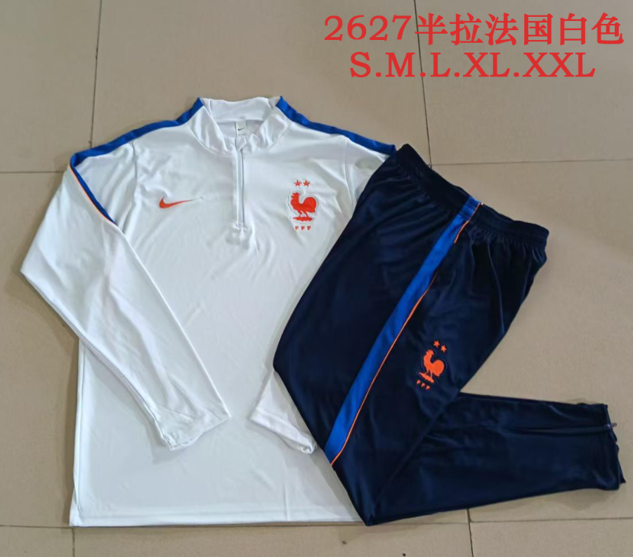 26/27 Adults Half Pull France white Tracksuit