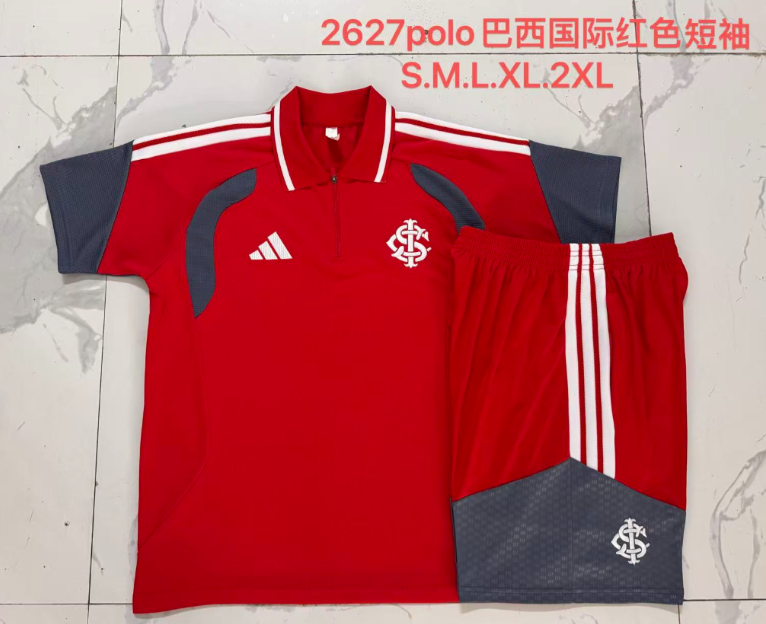 26/27 Adults POLO Brazil International Red (with cropped pants) Training Kits