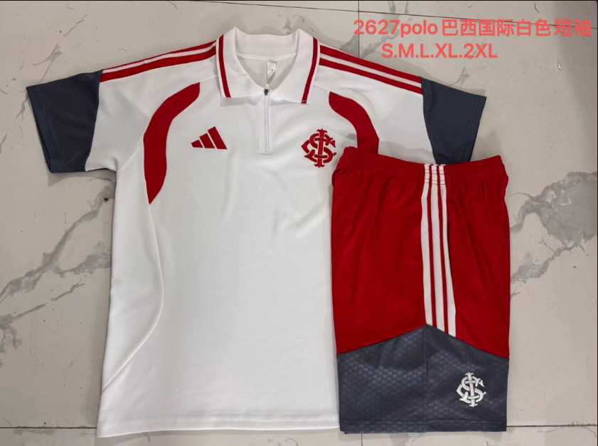 26/27 Adults POLO Brazil International White (with cropped pants) Training Kits