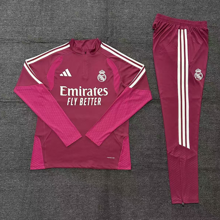 26/27 Kids Half Pull Real Madrid Rose Red Tracksuit