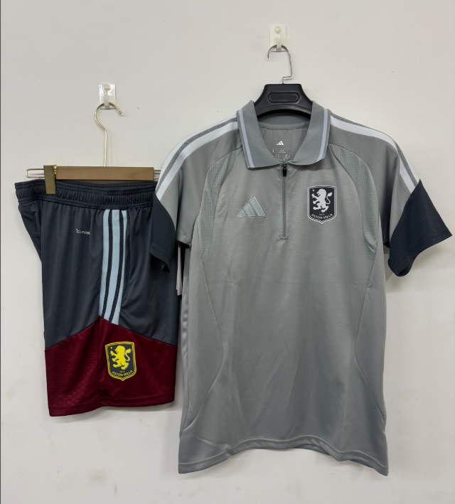 26/27 Adults POLO Aston Villa light gray Training Kits